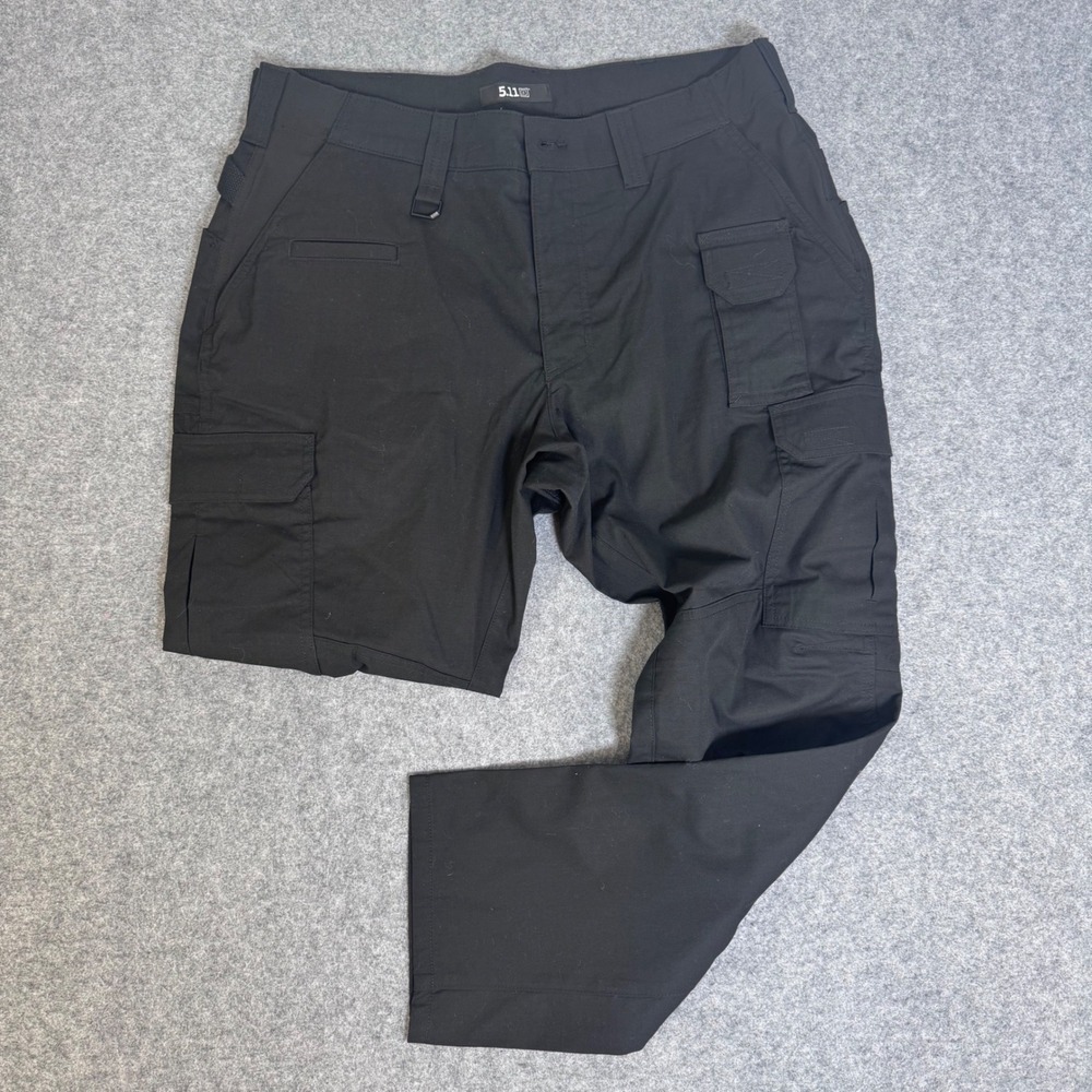 5.11 Tactical Mens Black Ripstop Cargo Pants 36x30 Multi-Pocket Work Trousers